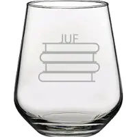 Pasabahce Gegraveerde Drinkglas 42,5cl Juf met boeken