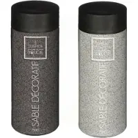 Atmosphera Decoratie zand - 2x potjes - grijs en zwart - 750 gram - Zandkorrels - hobby vulmateriaal