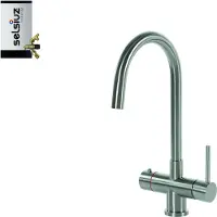 Selsiuz Inox kokend water kraan met titanium combi extra boiler en C-uitloopkraan inox