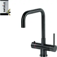 Selsiuz Inox kokend water kraan met titanium combi extra boiler en U-uitloopkraan gunmetal