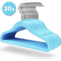 Acaza Kledinghangers - Kleerhangers - 20 Stuks - Baby/Kind/Kinderen - Anti Slip - Fluweel/Velvet - Blauw