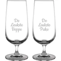 Fusion Gegraveerde bierglas op voet 41cl De Leukste Pake- De Leukste Beppe