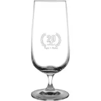 Fusion Gegraveerde Bierglas op voet 41cl Papa + mama 20 jaar getrouwd