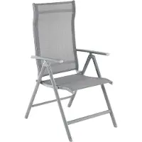 Acaza Tuinstoel - Strandstoel - Vouwstoel voor Terras/Tuin/Camping - Opbouwbaar - Klapstoel - Campingstoel - Verstelbare Rugleuning - 150KG Draagvermogen - Lichtgrijs