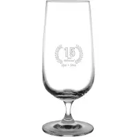 Fusion Gegraveerde Bierglas op voet 41cl Opa + Oma 15 jaar getrouwd