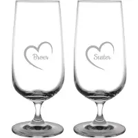Fusion Gegraveerde bierglas op voet 41cl Broer mei hert & Suster mei hert