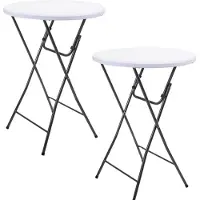 Pro Garden Robuuste Statafels - 2 Stuks - Ø80x110cm - Stalen onderstel - Wit/Grijs