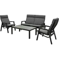 AVH-Collectie Monaco stoel bank loungeset 4 delig verstelbaar aluminium antraciet