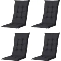 Madison - Tuinkussen - Universeel - Hoge Rug - 4 st. - Basic Black - 123x46cm - Zwart - Tuinstoelkussens - Standenstoel
