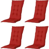 Madison - Tuinkussen - Universeel - Lage Rug - 4 st. - Basic Red - 105x50cm - Rood - Tuinstoelkussens - Standenstoel