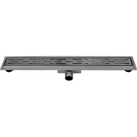 Guido Gusto Gun metal RVS Douchegoot compleet met flens 70x7x6,7cm standaard rooster