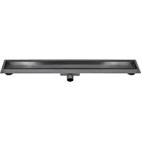 Guido Gusto Gun metal RVS Douchegoot compleet met flens 50x7x6,7cm Tegelrooster