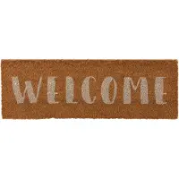 J-Line Deurmat Welcome Kokosvezel Naturel/Wit - Droogloopmat voor binnen & buiten - Met funny tekst