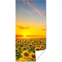 PosterMonkey Poster Bloemen - Zonnebloem - Zonsondergang - Nacht - Oranje - 40x80 cm
