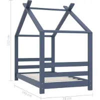 vidaXL Kinderbedframe massief grenenhout grijs 70x140 cm