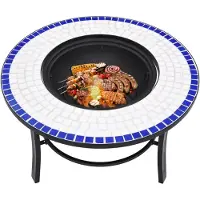 vidaXL Vuurschaal mozaïek 68 cm keramiek blauw en wit