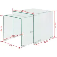 vidaXL Bijzettafel set 2-dlg transparant gehard glas