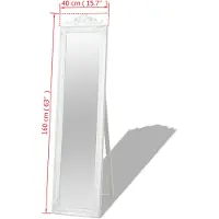 vidaXL Spiegel vrijstaand barok stijl 160x40 cm wit