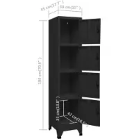 vidaXL Lockerkast 38x45x180 cm staal zwart