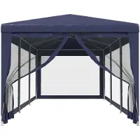 vidaXL Partytent met 8 mesh zijwanden 3x9 m HDPE blauw