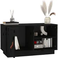 vidaXL Tv-meubel 70x34x40 cm massief grenenhout zwart