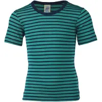 Engel - Kinder Unterhemd S/S - Merino-ondergoed 128, turkoois/blauw
