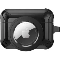 Telestore 2 in 1 AirPods Pro en Airtag Case - TPU hybride zwart hoesje Beschermhoes - AirPods Pro Cover - AirPods AirTag Hoesje - Geschikt voor Apple Airpods Pro - zwart - hard cover