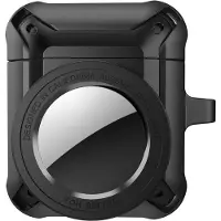 Telestore 2 in 1 AirPods en Airtag Case - TPU hybride zwart hoesje Beschermhoes - AirPods Cover - AirPods AirTag Hoesje - Geschikt voor Apple Airpods 1 en 2 - zwart - hard cover