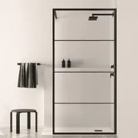 Boss & Wessing Bws douchewand black line | nano glas | mat zwart raster | inloopdouche