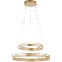 Paul Neuhaus Slimme hanglamp Q-Vito, dimbaar, messing / goud, Woon-/ Eetkamer, metaal, Modern, Slimme hanglamp