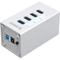 ORICO USB hub met 4 poorten - USB3.0 - externe 12V voeding / aluminium - 1 meter