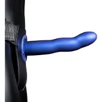 Ouch! Ouch - Holle Strap-on dildo licht gebogen 20 cm - Metalic Blue