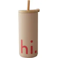 Design Letters Travel Life thermosfles met rietje 50 cl Hi-beige