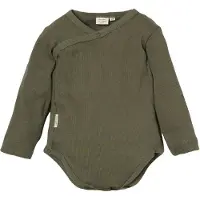 Little Indians Baby Overslagromper Lange mouw Dusty olive - 1-3M