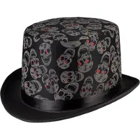 Fasnacht Hoed Skull blink | glitter halloween (zwart, rood met grijs)