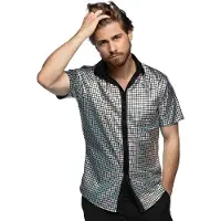 Boland Disco Shirt Geblokt Diamond Zilver Heren