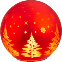 COSY&TRENDY Cosy & Trendy Tafellamp - Kerst - Bal - Rood - D15cm - Glas - LED - Rode ballamp