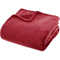 Atmosphera Atmopshera Plaid effen flanel fleece deken - 180x230 cm - Rood