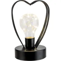 COSY&TRENDY Cosy & Trendy Tafellamp - Hart - LED - Lichtkralen - H17cm - Zwart
