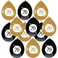 Haza Ballonnen - 20 jaar - leeftijd verjaardag - 18x stuks - 30 cm - versiering - feestartikelen - zwart/goud