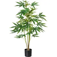 Kopu kunstplant hennep 90 cm met zwarte pot 73 bladeren
