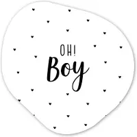 MuchoWow Organische wanddecoratie 40x40 cm - Organisch schilderij Quotes - Kind - Jongens - Oh! Boy - Spreuken - Muurdecoratie woonkamer - Kamer decoratie - Schilderijen - Muurcirkel aesthetic