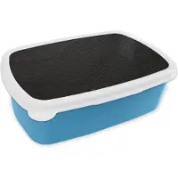 MuchoWow Broodtrommel Blauw - Lunchbox - Brooddoos - Leer - Lederlook - Zwart - Grijs - 18x12x6 cm - Kinderen - Jongen