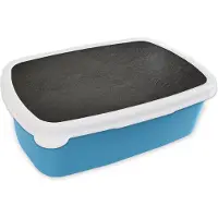 MuchoWow Broodtrommel Blauw - Lunchbox - Brooddoos - Beton print - Industrieel - Zwart - 18x12x6 cm - Kinderen - Jongen