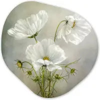 MuchoWow Organische wanddecoratie 60x60 cm - Organisch schilderij Bloemen - Stilleven - Klaproos - Wit - Botanisch - Muurdecoratie woonkamer - Kamer decoratie - Schilderijen - Muurcirkel aesthetic
