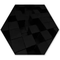 MuchoWow Hexagon wanddecoratie - Kunststof Wanddecoratie - Hexagon Schilderij - Kubus - Zwart - Wit - Patronen - 37x32 cm - Kerstdecoratie in huis - Kerstmis