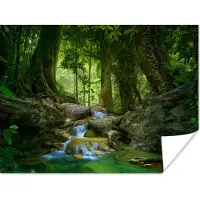 PosterMonkey Poster Jungle - Stenen - Water - Natuur - Planten - 120x90 cm - Kerstversiering - Kerstdecoratie voor binnen - Kerstmis