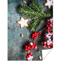 PosterMonkey Poster Kerst - Rustiek - Takken - Steranijs - Bes - Rood - 30x40 cm - Kerstversiering - Kerstdecoratie voor binnen - Kerstmis