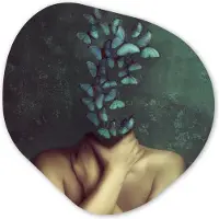 MuchoWow Organische wanddecoratie 60x60 cm - Organisch schilderij Torso - Stilleven - Vlinders - Blauw - Muurdecoratie woonkamer - Kamer decoratie - Schilderijen - Muurcirkel aesthetic