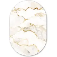 MuchoWow Muurovaal 40x60 cm - Ovale wanddecoratie Marmer - Kalk - Goud - Luxe - Marmerlook - Wit - Ovalen schilderij - Muurdecoratie woonkamer - Kamer decoratie - Schilderijen - Wandcirkel